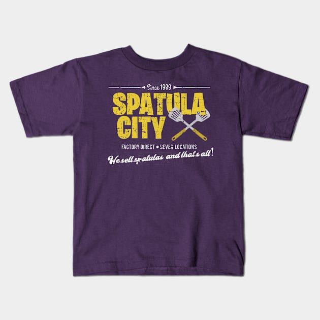 Spatula City, distressed Kids T-Shirt by woodsman